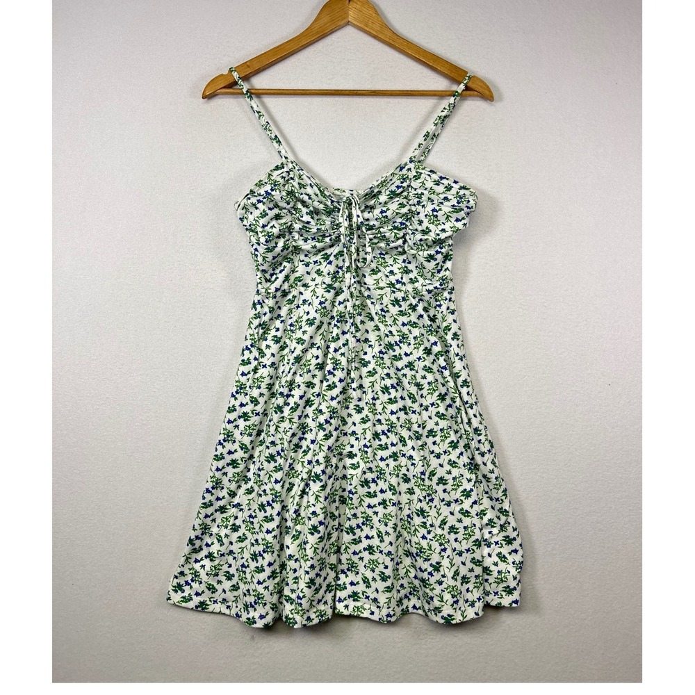 Cottagecore Picnic Missufe Women Small White Blue Floral‎ Ditsy Mini Sundress
